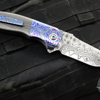 Kirby Lambert Custom Phoenix Flipper- Damasteel Blade- Carboquartz Scales- MoKuti Bolster