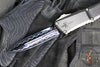 Marfione Custom Combat Troodon- Gen III- Double Edge- Black Deep Engraved Chassis- Blued Bertie Reitveld Dragonskin Ball Bearing Damascus Compound Ground Blade 1142-16 BRBLKBZFL-MCK