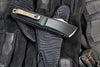 Marfione Custom Combat Troodon- Gen III- Double Edge- Black Deep Engraved Chassis- Blued Bertie Reitveld Dragonskin Ball Bearing Damascus Compound Ground Blade 1142-16 BRBLKBZFL-MCK V2