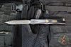 Marfione Custom Nemesis IV- Double Edge- Black Handle- Compound Ground Etched Hattori Cowry-Y Damascus Blade- Bronze Hardware 1152-16HCBKBZ-MCK