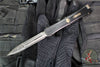Marfione Custom Nemesis IV- Double Edge- Black Handle- Compound Ground Etched Hattori Cowry-Y Damascus Blade- Bronze Hardware 1152-16HCBKBZ-MCK