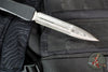 Marfione Custom Nemesis IV- Double Edge- Black Handle- Compound Ground Etched Hattori Cowry-Y Damascus Blade- Bronze Hardware 1152-16HCBKBZ-MCK