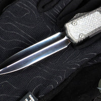 Marfione Knife Archive Serial Number 03!  Rare Custom Makora- Double Edge- Spike Grind Mirror Polished Blade- Carbon Fiber Top- Silver Carbon Fiber Inlay- Double Spike Glass Breaker