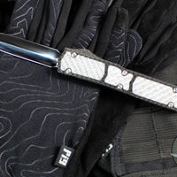 Marfione Knife Archive Serial Number 03!  Rare Custom Makora- Double Edge- Spike Grind Mirror Polished Blade- Carbon Fiber Top- Silver Carbon Fiber Inlay- Double Spike Glass Breaker