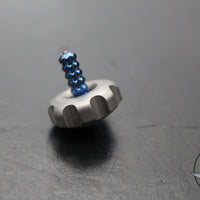 Marfione 2017 Custom Mini Spin Top- Bead Blast Finished Stainless Steel W/ Blue Titanium Stem SN061