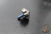 Marfione 2017 Custom Mini Spin Top- Bead Blast Finished Stainless Steel W/ Blue Titanium Stem SN061