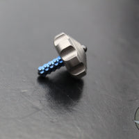 Marfione 2017 Custom Mini Spin Top- Bead Blast Finished Stainless Steel W/ Blue Titanium Stem SN061