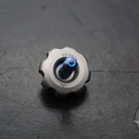 Marfione 2017 Custom Mini Spin Top- Bead Blast Finished Stainless Steel W/ Blue Titanium Stem SN061