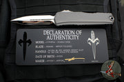 Marfione Custom Knives Cypher II- Double Edge- Black Handle- Mirror Polished Blade- Two-Tone Apocalyptic Hardware