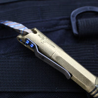 Marfione Custom Siphon II- Cryo Ice Finished Brass Body- Flamed Titanium Lever- Blue HW