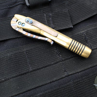 Marfione Custom Siphon II- Cryo Ice Finished Brass Body- Flamed Titanium Lever- Blue HW