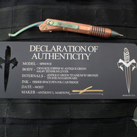 Marfione Custom Siphon II- Cryo Ice Finished Copper Body- Antique Green Titanium Lever- Bronze HW