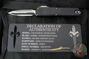Marfione Custom Knives UTX-85 OTF Knife- PROTOTYPE- Double Edge- Black Handle- Diamondwash Finished Blade