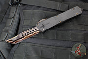 Marfione Custom Combat Troodon- Hellhound- Hefted Black Handle- Hot Blued Volcanic River Pattern Baker Forge Damascus- Copper Ringed Hardware V2