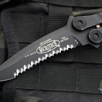 Vintage 2012 Microtech Metalmark Butterfly Knife- Tactical- Black Handle- Black Full Serrated Blade 170-3 T SN333