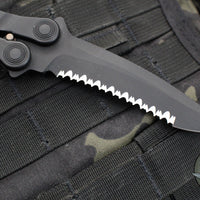 Vintage 2012 Microtech Metalmark Butterfly Knife- Tactical- Black Handle- Black Full Serrated Blade 170-3 T SN333