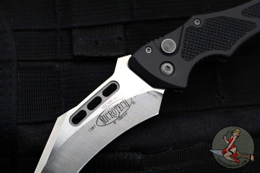 Vintage 2002 Microtech Vector- Auto- Black Handle- Satin Blade ...