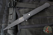 Protech Large Don OTS Auto Knife- Black Handle- Black DLC Blade- MOP Inlaid Button 1921-LTD