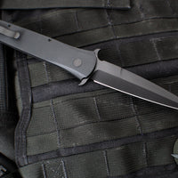 Protech Large Don OTS Auto Knife- Black Handle- Black DLC Blade- MOP Inlaid Button 1921-LTD