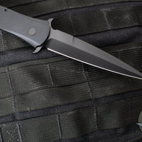 Protech Large Don OTS Auto Knife- Black Handle- Black DLC Blade- MOP Inlaid Button 1921-LTD