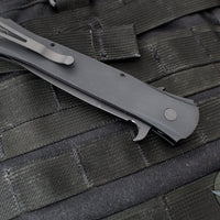 Protech Large Don OTS Auto Knife- Black Handle- Black DLC Blade- MOP Inlaid Button 1921-LTD