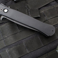 Protech Large Don OTS Auto Knife- Black Handle- Black DLC Blade- MOP Inlaid Button 1921-LTD