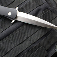 Protech Large Don OTS Auto Knife- Black Handle- Satin Blade- MOP Inlaid Button 1921-MOP