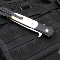 Protech Large Don OTS Auto Knife- Tuxedo- Black Handle- Ivory Micarta Inlay- Satin Blade 1951