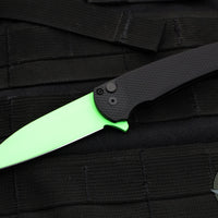Protech Malibu Flipper- 2023 USN Show Special- Wharncliffe Edge- Black Textured Handle- USN Green Finished Blade