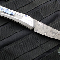 Protech 2024 Custom Auto Oligarch - Stainless Steel Handle - Black Lip Pearl Button Inlay- Nichols Virus Damascus Blade
