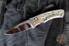 Protech Custom Duke 2 Out The Side (OTS) Auto Knife - Two-Tone Blue/Gold Anodized Titanium Handle- Abalone Inlay- Mike Irie Compound Ground Mirror Polished Blade- Abalone Button 2026 Custom Duke 003