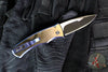 Protech Custom Duke 2 Out The Side (OTS) Auto Knife - Two-Tone Blue/Gold Anodized Titanium Handle- Abalone Inlay- Mike Irie Compound Ground Mirror Polished Blade- Abalone Button 2026 Custom Duke 003