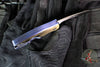 Protech Custom Duke 2 Out The Side (OTS) Auto Knife - Two-Tone Blue/Gold Anodized Titanium Handle- Abalone Inlay- Mike Irie Compound Ground Mirror Polished Blade- Abalone Button 2026 Custom Duke 003