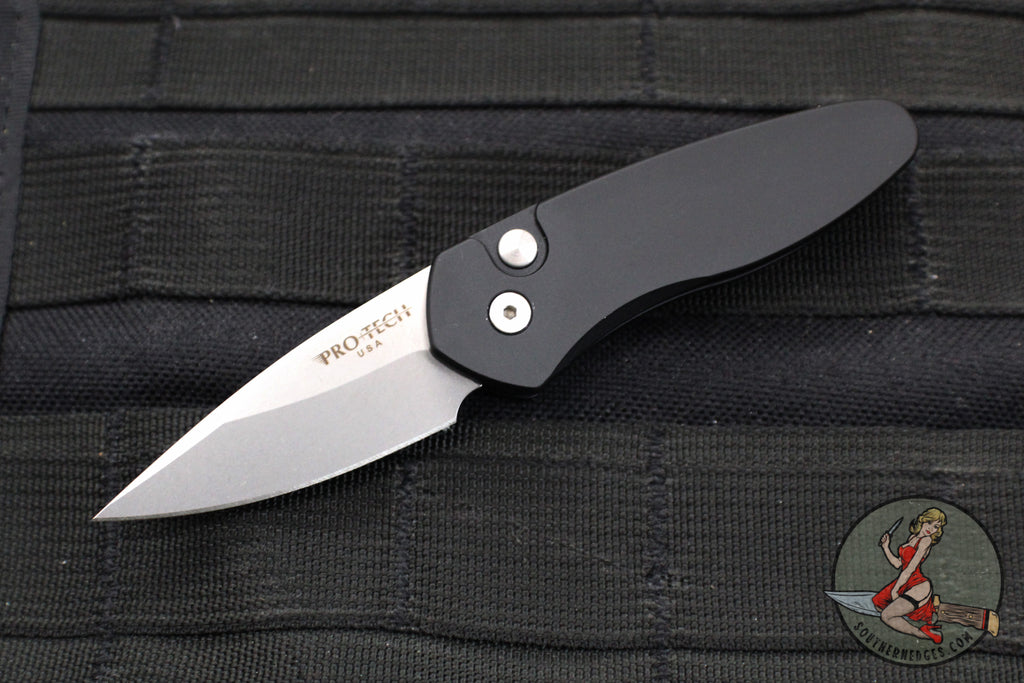 Protech Sprint- California Legal Auto- Black Handle- Stonewash Blade 2905