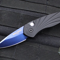 Protech Sprint- California Legal Auto- Black Handle- Sapphire Blue Finished Blade- Abalone Inlaid Button 2937-SB