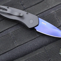 Protech Sprint- California Legal Auto- Black Handle- Sapphire Blue Finished Blade- Abalone Inlaid Button 2937-SB