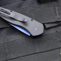 Protech Sprint- California Legal Auto- Black Handle- Sapphire Blue Finished Blade- Abalone Inlaid Button 2937-SB