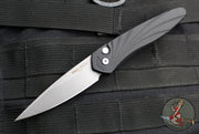 Protech Newport Out The Side OTS Auto Knife- Black Handle with 3D Wave pattern- MOP Button- Stonewash Blade 3436