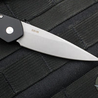 Protech Newport Out The Side OTS Auto Knife- Black Handle with 3D Wave pattern- MOP Button- Stonewash Blade 3436