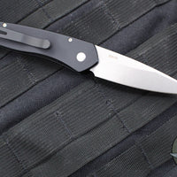 Protech Newport Tuxedo- Black with Ivory Micarta Inlay- Stonewash Blade 3451