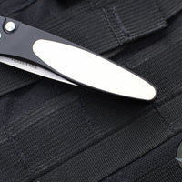 Protech Newport Tuxedo- Black with Ivory Micarta Inlay- Stonewash Blade 3451