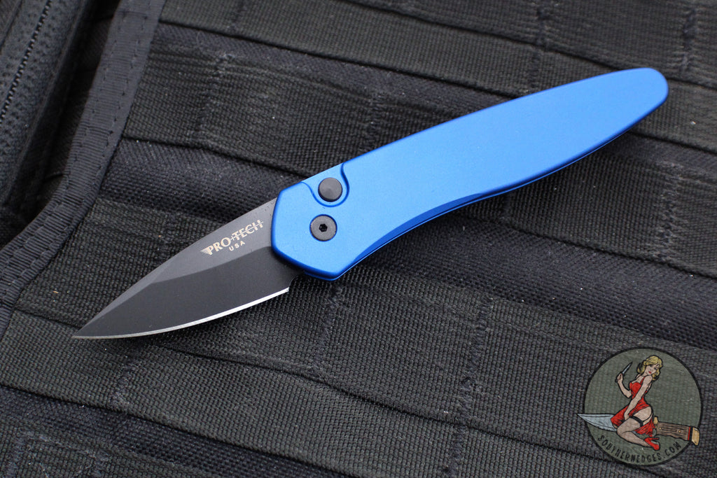 Protech Half-Breed Out The Side OTS Auto Knife- Blue Handle- Black Blade 3607-BLUE