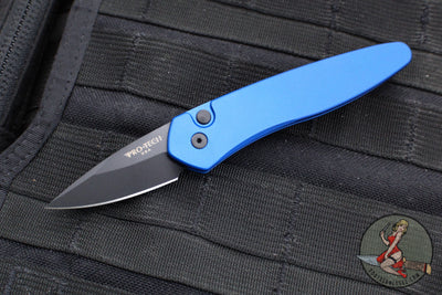 Protech Half-Breed Out The Side OTS Auto Knife- Blue Handle- Black Blade 3607-BLUE