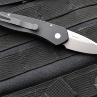 Protech Half-Breed Out The Side OTS Auto Knife- Tuxedo- Black Handle- Polished Ivory Micarta Inlay- Stonewash Blade 3651