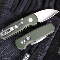Protech Runt OTS Auto Knife- Wharncliffe- Green Handle- Satin Magnacut Steel Blade-White Pearl Button  R5300-LTD GREEN
