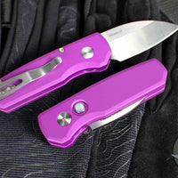 Protech Runt OTS Auto Knife- Wharncliffe- Purple Handle- Satin Magnacut Steel Blade-White Pearl Button  R5300-LTD Purple