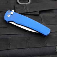 Protech Malibu Flipper- Wharncliffe Blade- Solid Blue Handle- Stonewash Magnacut Steel Blade 5301-BLUE