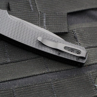 Protech Malibu Flipper- Wharncliffe Blade- Black "Dragon Scale" Textured Handle- Black DLC Magnacut Steel Blade 5336