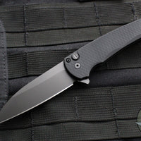 Protech Malibu Flipper- Wharncliffe Blade- Black "Dragon Scale" Textured Handle- Black DLC Magnacut Steel Blade- Tritium Button Inlay 5336-OPERATOR