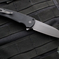 Protech Malibu Flipper- Wharncliffe Blade- Black "Dragon Scale" Textured Handle- Black DLC Magnacut Steel Blade- Tritium Button Inlay 5336-OPERATOR